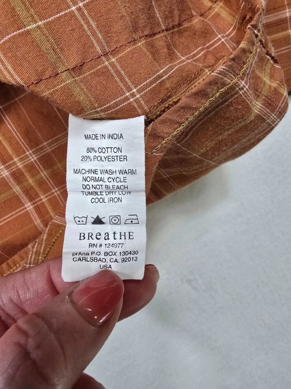 Prana Mens Rust Plaid Button-Down Long Sleeve Shirt XL Cotton Blend - Picture 3 of 3